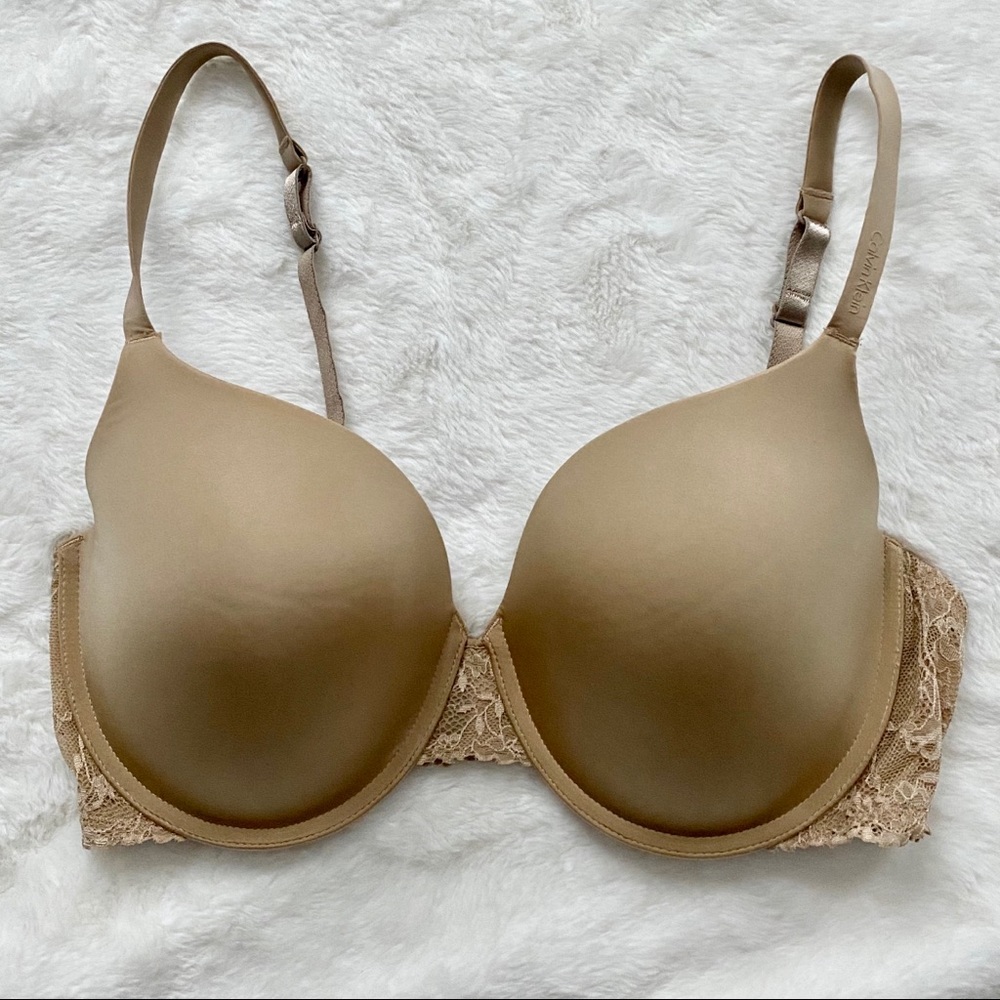 Calvin Klein Lace Band Underwire Bra Tan Size 36DD